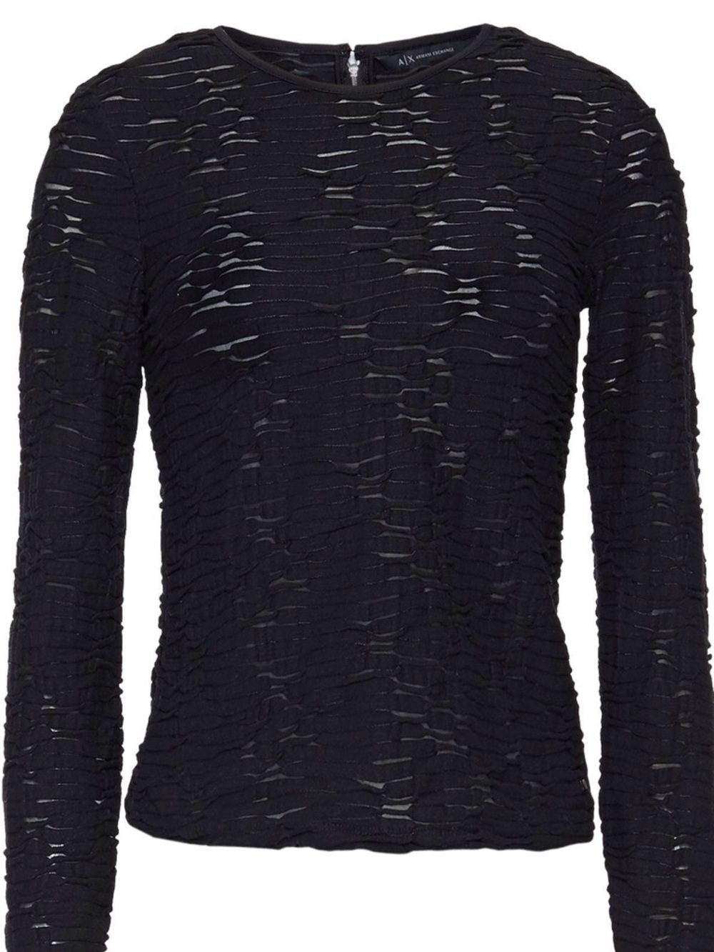NWOT A/X Armani Exchange Black Textured Long Sleeve Top